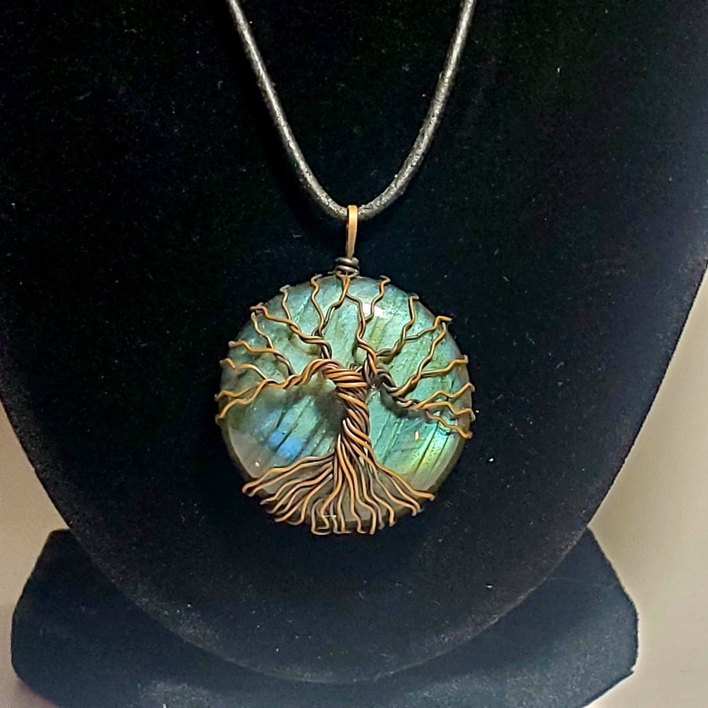 Mystical Celtic Tree of Life Wire Wrapped Pendant Necklace Unisex Handcrafted